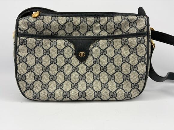 Gucci Handbags - Gucci Vintage GG Plus Navy Beige Crossbody Shoulder Bag Accessory Collection 80s